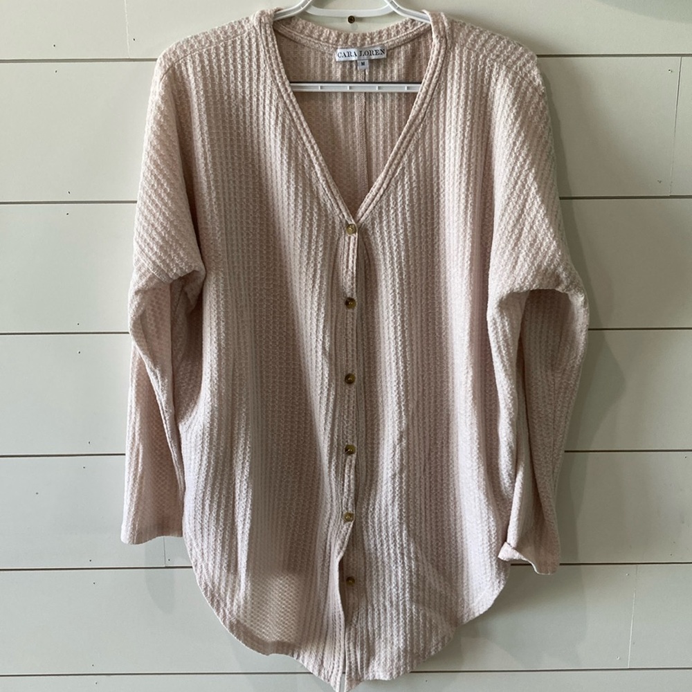CARA LOREN. Cream button up